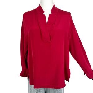 Rachel Comey Silk Blouse Shirt Long Sleeve Top Red Size 18